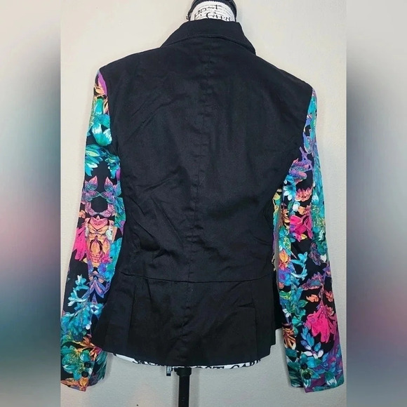 Nicole Miller Colorful Tropical Floral Long Sleeve Blazer Size Large - Picture 4 of 11